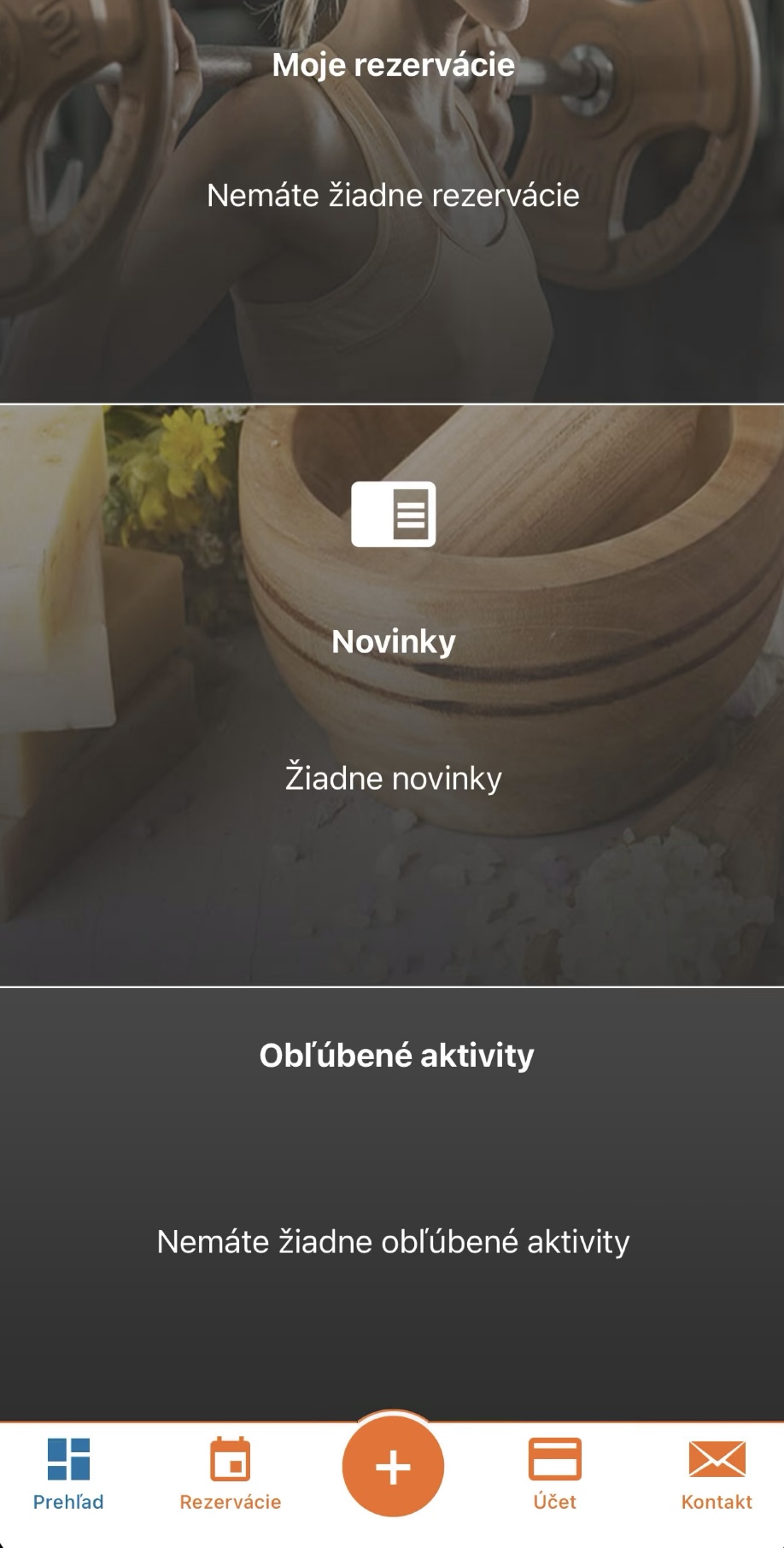 ACTIVE GYM app screen with the account overview